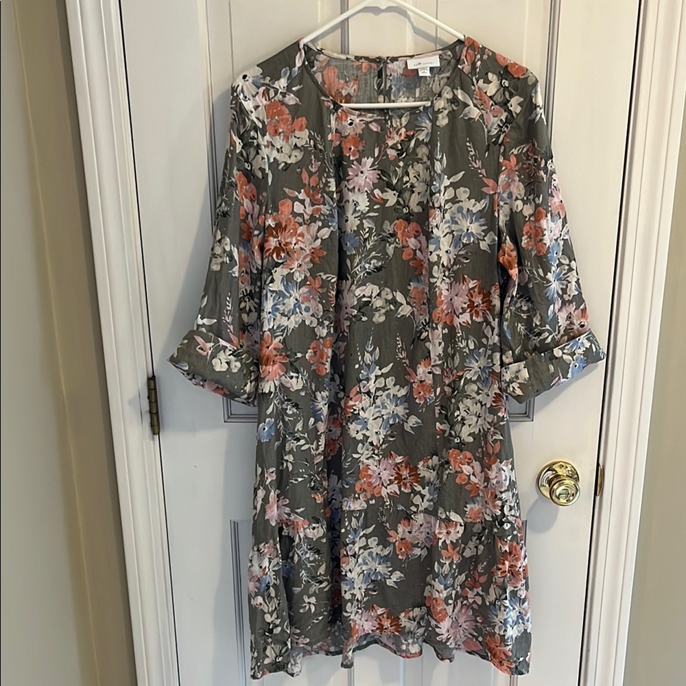 Floral Print Dress with 3/4 Sleeves j. Jill size large petite